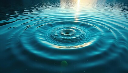 Circular wave pattern from central point, spreading across lake , water, abstract, waves