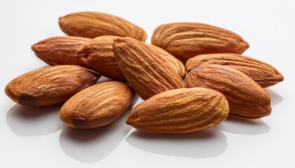 Fototapeta premium almonds evenly distributed on white background
