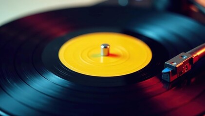 Close-up shot of a single boom bap record, isolated , white background, spin, detail