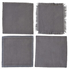 blank gray fabric labels set	