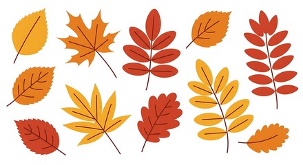 Obraz premium Autumn Leaves Bold Lines Warm Hues AI Generated