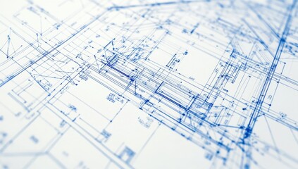 Detailed architectural blueprints of house plans, on white paper
