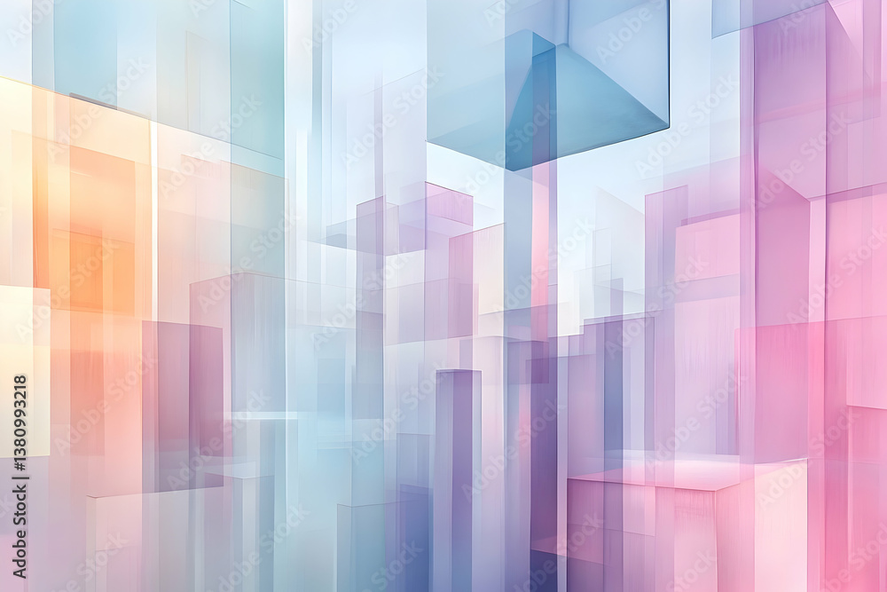 Poster Abstract architectural design with rectangular shapes and blended colors