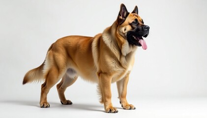 Majestic mastiff, powerful stance, white background, portrait, majestic, powerful