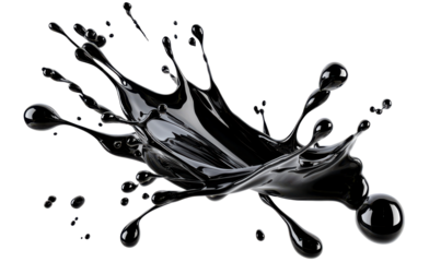 Artistic Ink Splash Floating in Mid Air Captured in Motion Isolate on Transparent Background, cutout, png