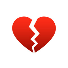Heartbreak icon. Broken heart or divorce flat icon. Vector illustration
