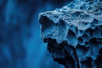 Fototapeta premium A close-up of a rugged, blue-toned rock formation, possibly cliff edge.