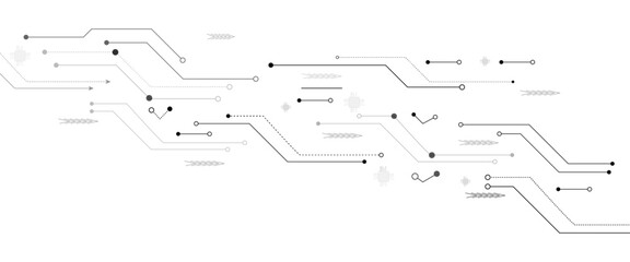 Abstract grey circuit line technology pattern on white background, futuristic vector illustration of digital circuitry design for tech backgrounds	