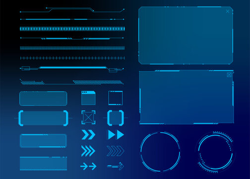 Futuristic HUD UI Elements for Digital Display and Interface Design