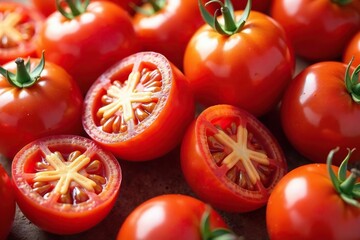 Sun-dried tomatoes, vibrant red against pure white , still life, appetizer, detail