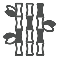 Bamboo tree trunk with leaves solid icon, tropical voyage concept. Vector graphics. Tropical flora plant, floral sign on white background, glyph style icon for mobile or web design.