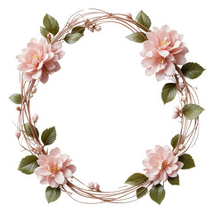 Soft Camellia Ring on Delicate Vine Frame