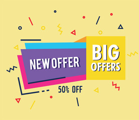 Sale banner template new offer big offer fifty percent discount sale banner template concept