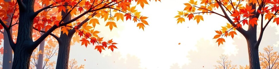 Forest branches on white background in autumn, forest, fall, nature