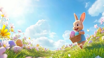 Fototapeta premium Bunny's Easter Egg Hunt Day