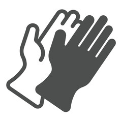Rubber gloves solid icon, construction concept. Vector graphics. Work gloves pair, glove sign on white background, glyph style icon for mobile or web design.