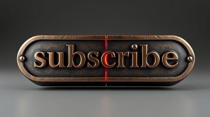 An ornate bronze button displays the word subscribe in textured letters