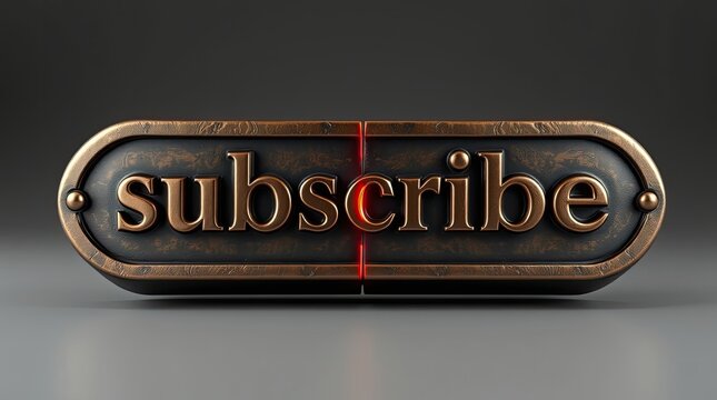 An ornate bronze button displays the word subscribe in textured letters