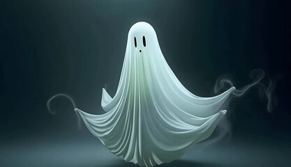 A realistic apparition of a ghost floating with a translucent form, exuding a somber and haunting aura.
 - Powered by Adobe
