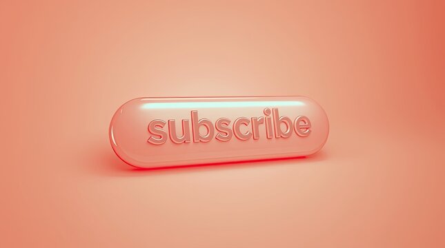 A glossy button reading subscribe rendered on a pink surface