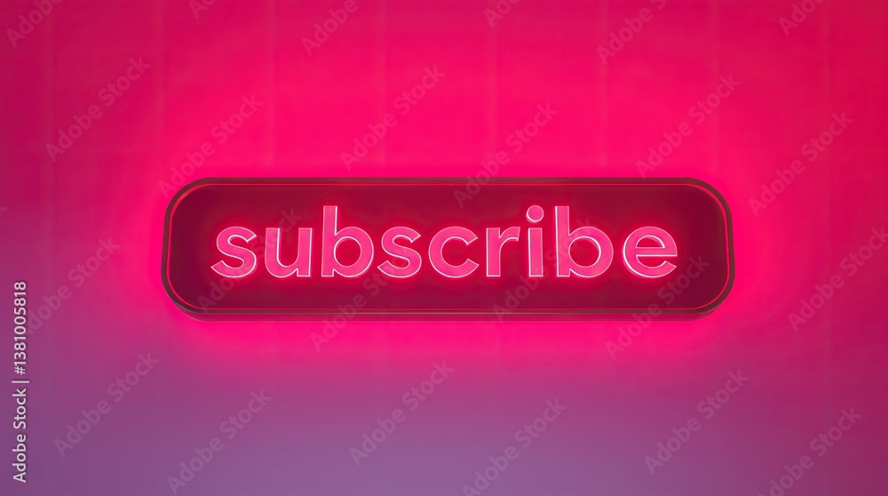 Poster an illuminated and glowing subscribe button shown on a surface