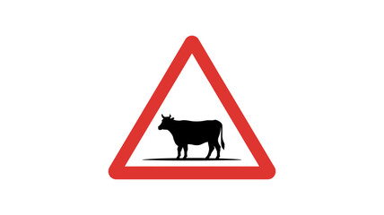 Road Sign: Symbolic road sign warning of potential livestock presence, highlighting the intersection of animal presence and road safety in a crisp, clean design