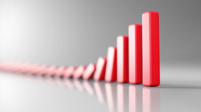 Reversing Domino Effect in Motion Symbolizing Change and Progression