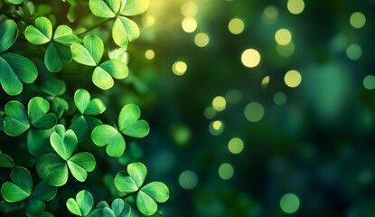 Fototapeta premium Fresh green clover leaves in sunlight