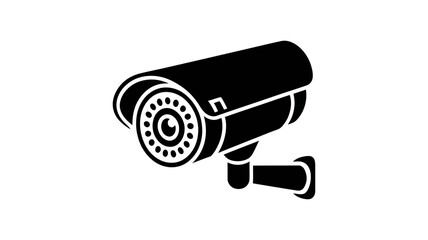 Security Surveillance Icon: A sleek, minimalist icon of a surveillance camera, rendered in black, symbolizing vigilance, protection, and modern security measures.