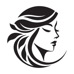 Beauty woman Face and hair style logo vector, woman Face vector illustration.