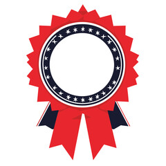 Red and Blue Award Ribbon with Stars and Circle Design
