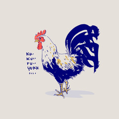 Chickens, hen, rooster sketch on vintage style isolated on background vector illustration. © Suryadi