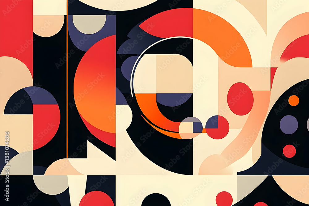 Poster geometric shapes and colors construct a modern abstract composition
