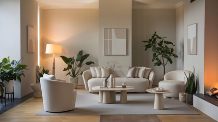 Minimalist Modern Living Room with Indoor Plants