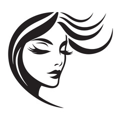 Beauty woman Face and hair style logo vector, woman Face vector illustration.