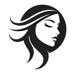 Beauty woman Face and hair style logo vector, woman Face vector illustration.