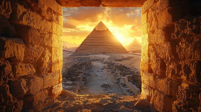 Ancient Egypt: Giza Pyramids at Sunset