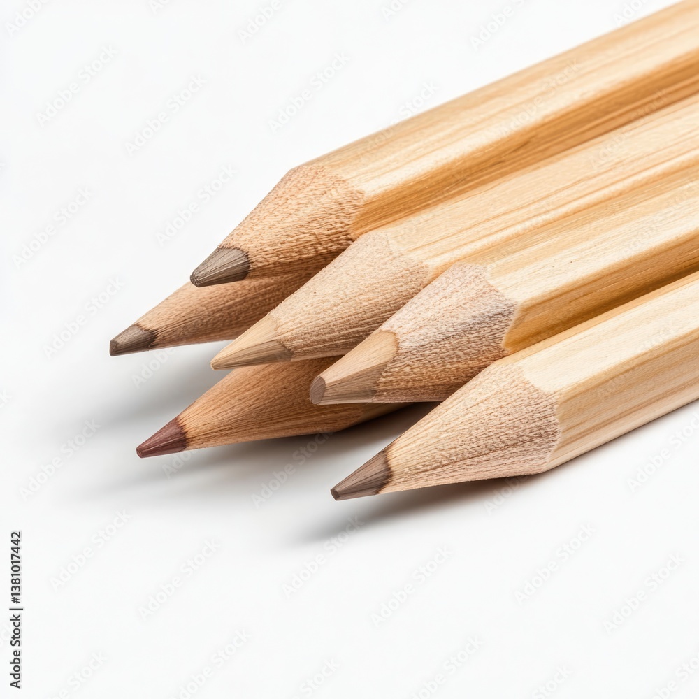 Poster artistic display of rowed pencils studio environment hyperrealistic image contemporary style