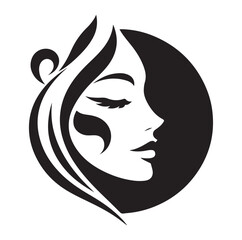 Beauty woman Face and hair style logo vector, woman Face vector illustration.
