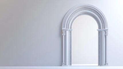 An elegant old-fashioned archway alone on a plain white surface.