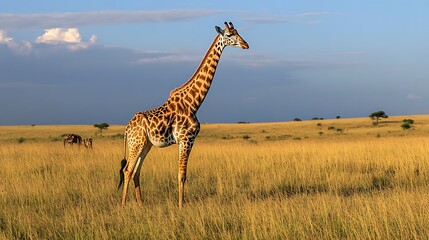 Fototapeta premium Majestic Giraffe in the African Savanna
