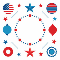 Obraz premium High-quality vector set of 4th of July borders and frames with stars and stripes. Perfect for digital designs, prints, and patriotic celebrations. 