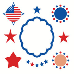 High-resolution 4th of July decorative frames and borders with American flag elements. Ideal for print and digital design projects.