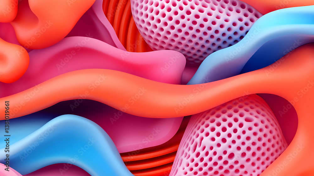 Poster Vibrant Abstract Composition with Colorful Fluid Forms
