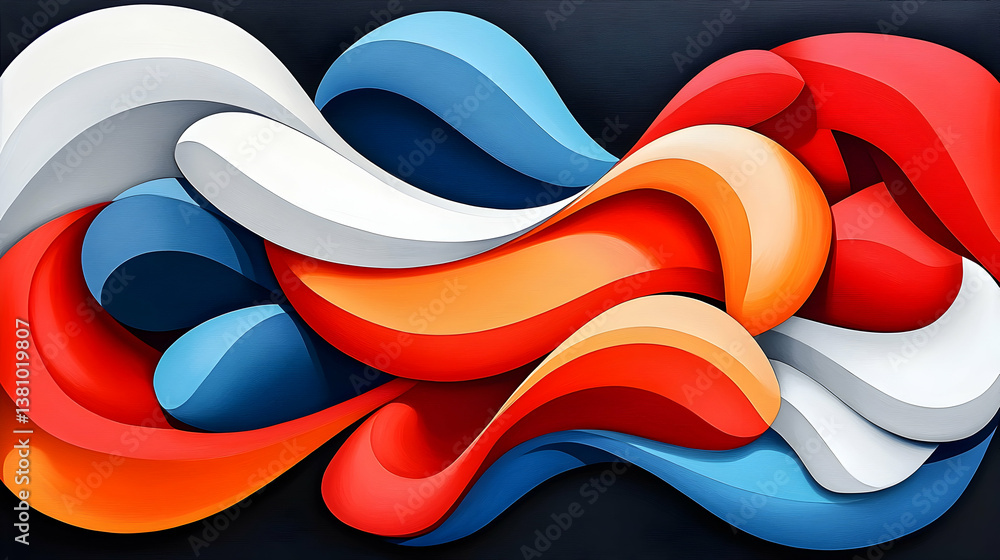 Aufkleber vibrant abstract composition with colorful wave patterns