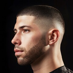 Obraz premium Man with a shaved head and a beard