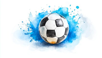Naklejka premium Soccer Ball Splashing in Watercolor Art 