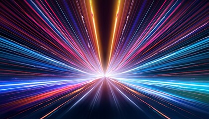 abstract background with colored light dynamics into the future