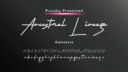 Fototapeta premium Hand drawn vector alphabet. Modern monoline signature script font. Elegant Signature Font. Best Alphabet Beautiful Calligraphy Signature Font