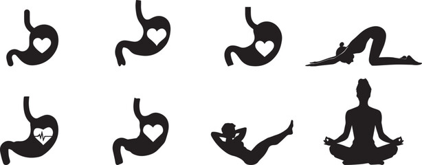 Healthy Habits: Stomach & Yoga Silhouettes for Wellness